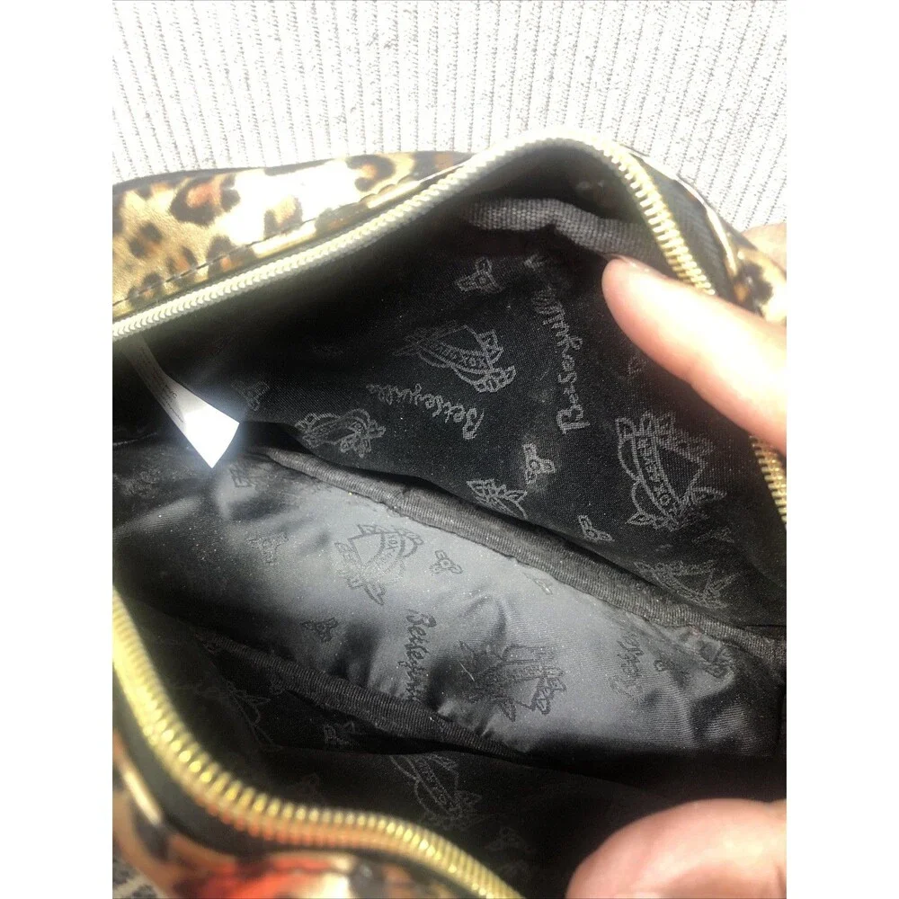 Betseyville Cosmetic Bag Gold Leopard Black Patent Organization Charm Zipper